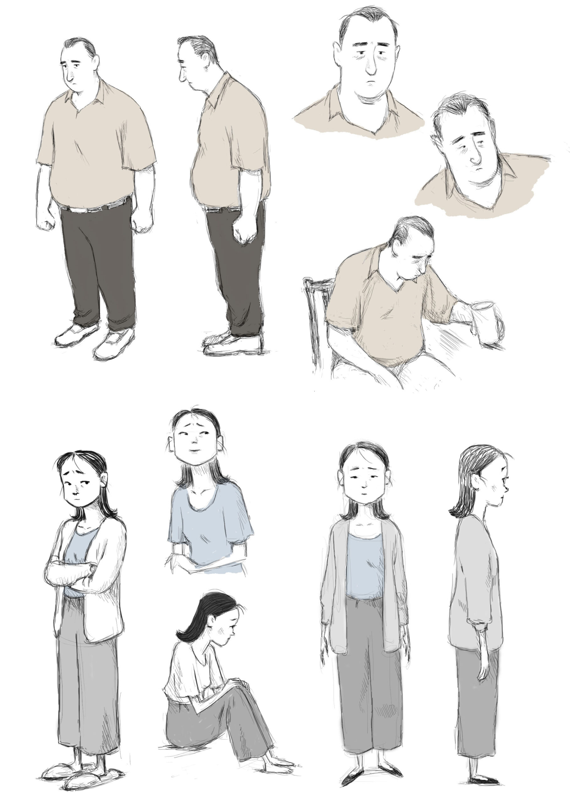 Character designs of the parents from If Anything Happens I Love You