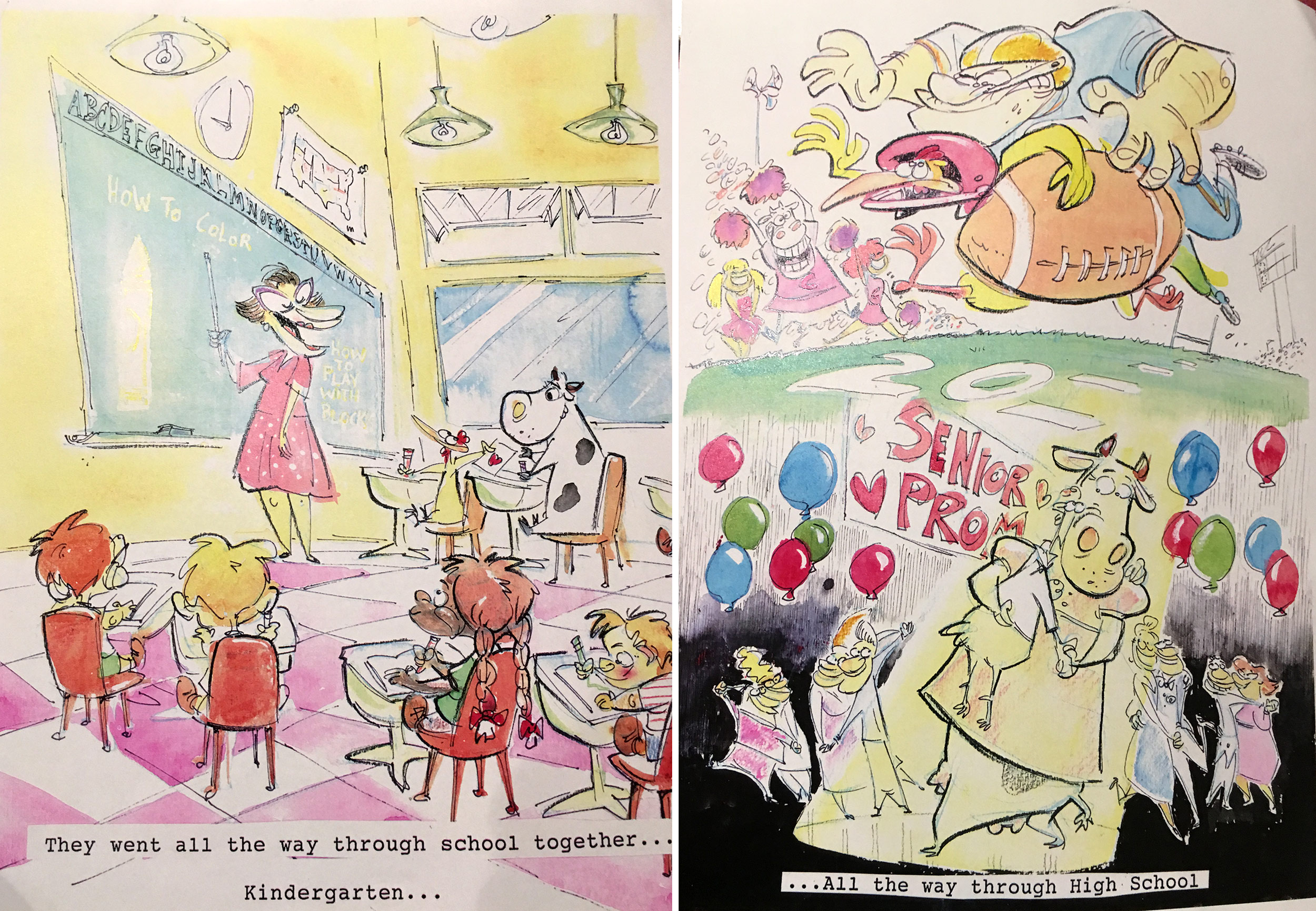 Pages from the emCow and Chicken/em storybook that Feiss used to pitch the series.
